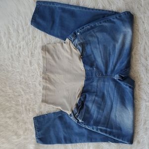 Bella Vida Women’s Maternity Denim Jeans Blue Beige Size XL